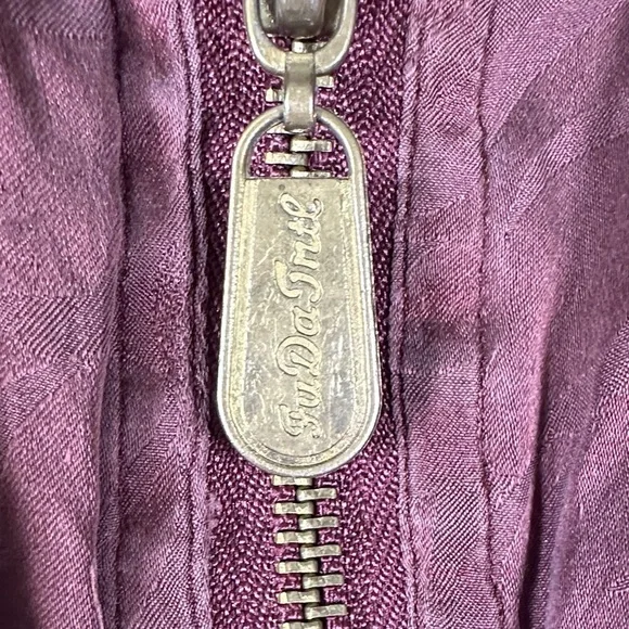 Vintage FUDA International Y2K Quilted 100% Silk Burgundy Bomber Jacket Size M - Picture 7 of 10